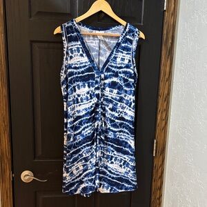 Dotti Blue and White Tie-Dye Swim Coverup